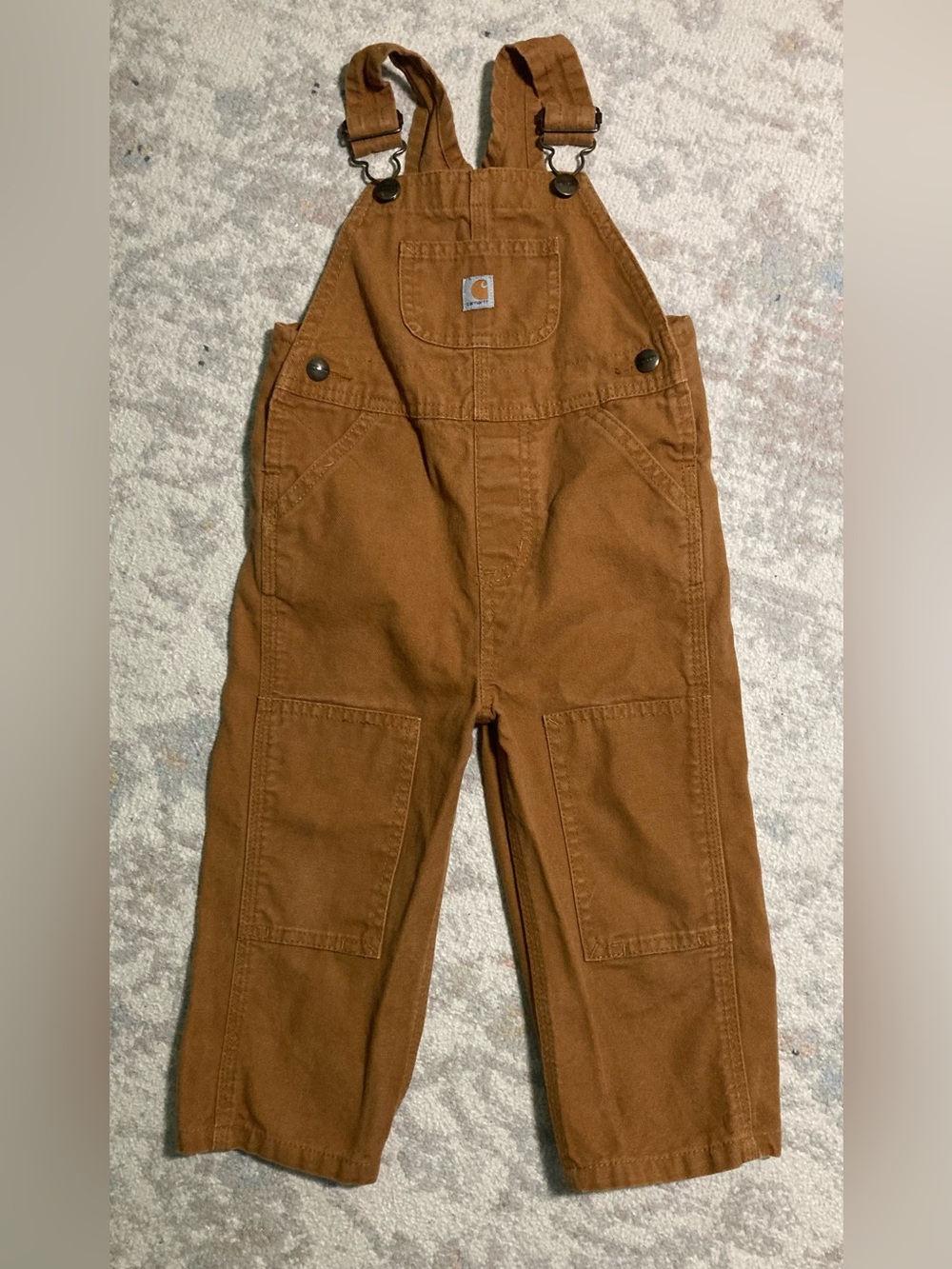 Carhartt Kids Brown Duck Overalls with Reinforced Knees